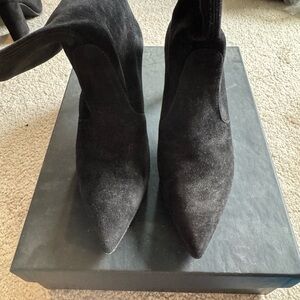 Stuart Weitzman Black Heeled Boots with Pointed Toe
